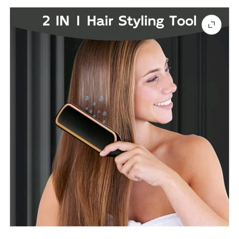 Nicebay by skimi hair straightening brush ionic ceramic LED display Black